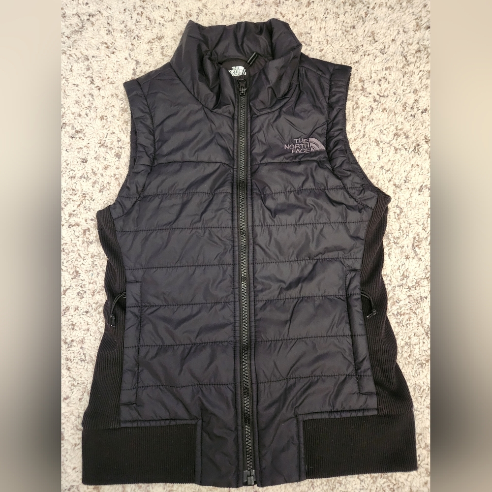 Women's Black the North Face Slim Fit Puffer Vest Size Extra Small Waistband